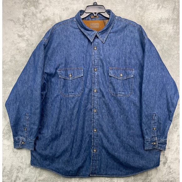 VTG St Johns Bay Men's Fleece‎ Lined Denim Jacket 4XL Blue Blanket - Picture 1 of 8